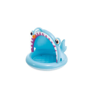 Бебешки надуваем басейн Intex Angler Fish 56419NP със сенник акула, безопасен за игра навън