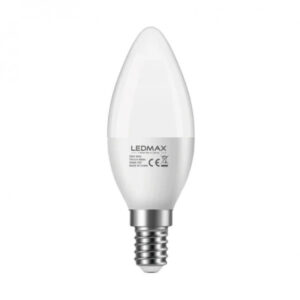 LED Крушка LEDMAX C37, 7W с топла светлина 3000K, идеална за енергоспестяване и уют.