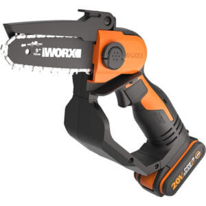 Акумулаторен верижен трион Worx WG324E 20V с 12 см шина, идеален за рязане на клони в градината