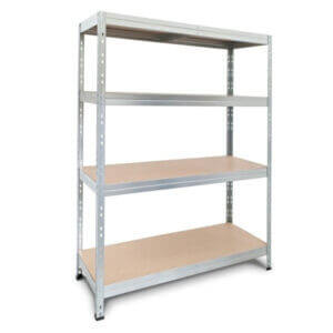 Стелаж метален Ar shelving RIVET300 с поцинкован метален стелаж и 4 рафта за складове